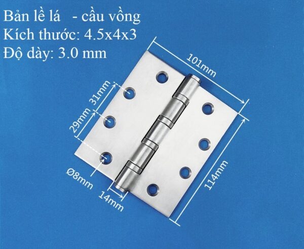 Bản lề lá - cầu vồng - 4.5x4x3 - Inox