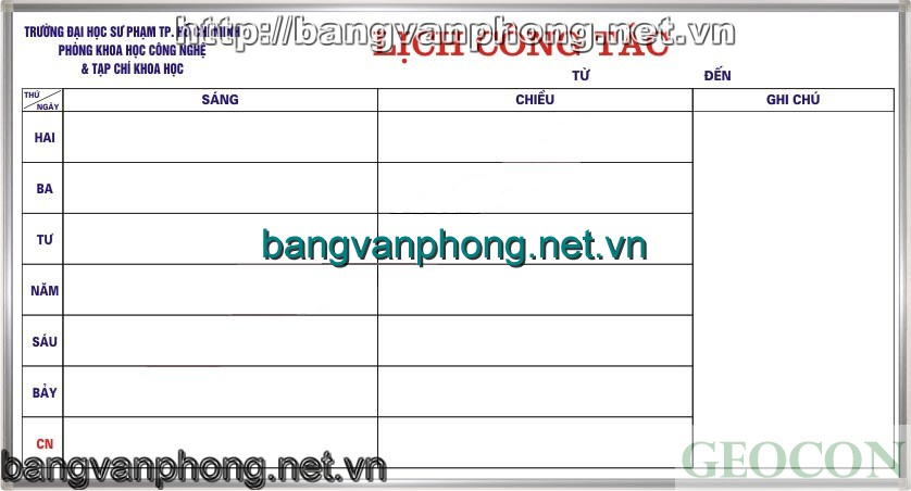 Bảng kế hoạch tuần