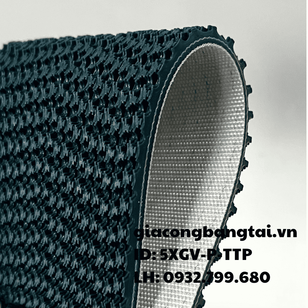 Băng tải PVC xanh gai V 5 ly