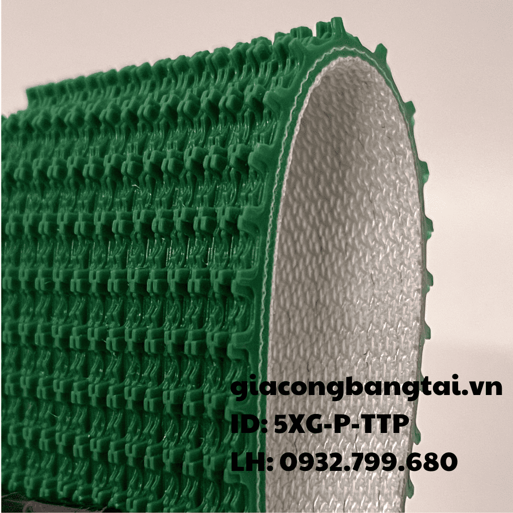 Băng tải PVC xanh gai thẳng 5 ly