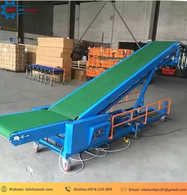 Băng tải PVC nâng hạ tự động