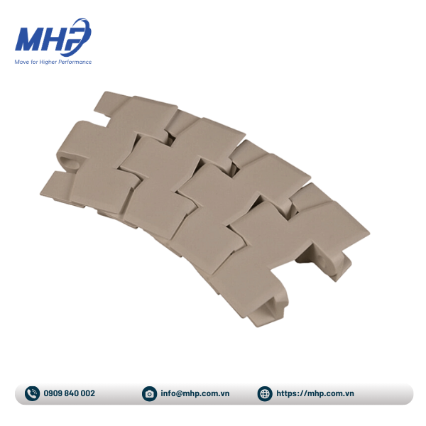 Băng tải xích nhựa chạy cong movex