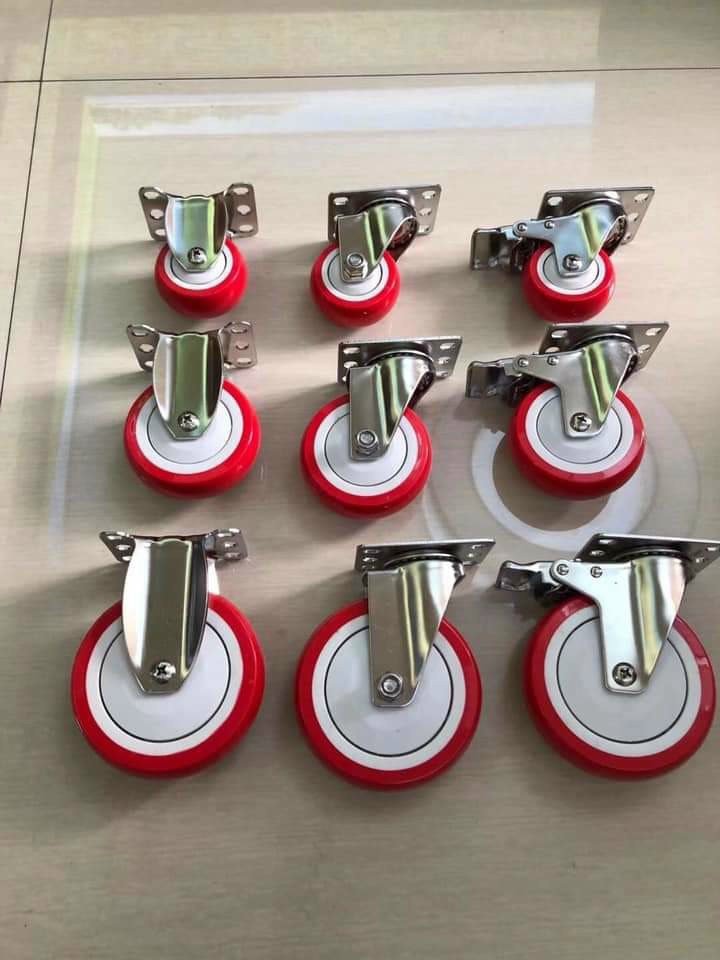 Bánh xe Pu inox 304 đỏ