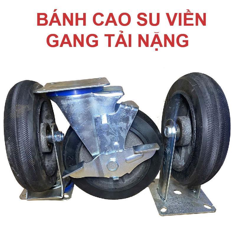 Bánh xe cao su viền gang tải nặng