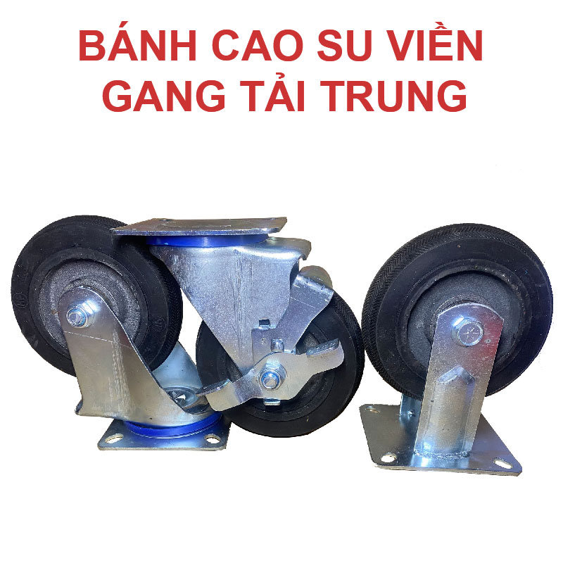 Bánh xe cao su viền gang tải trung