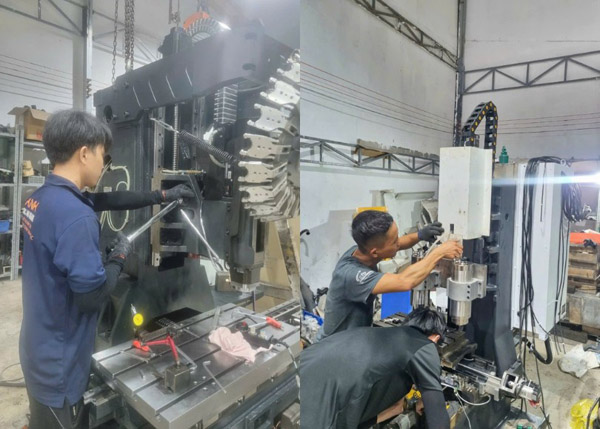 Nhân viên kỹ thuật An Khang bảo trì máy tại xưởng của khách hàng
