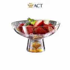 Bát đựng hoa quả pha lê đúc vàng
