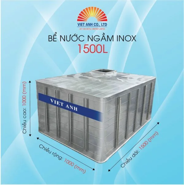 Bể nước ngầm inox có sẵn 1500L