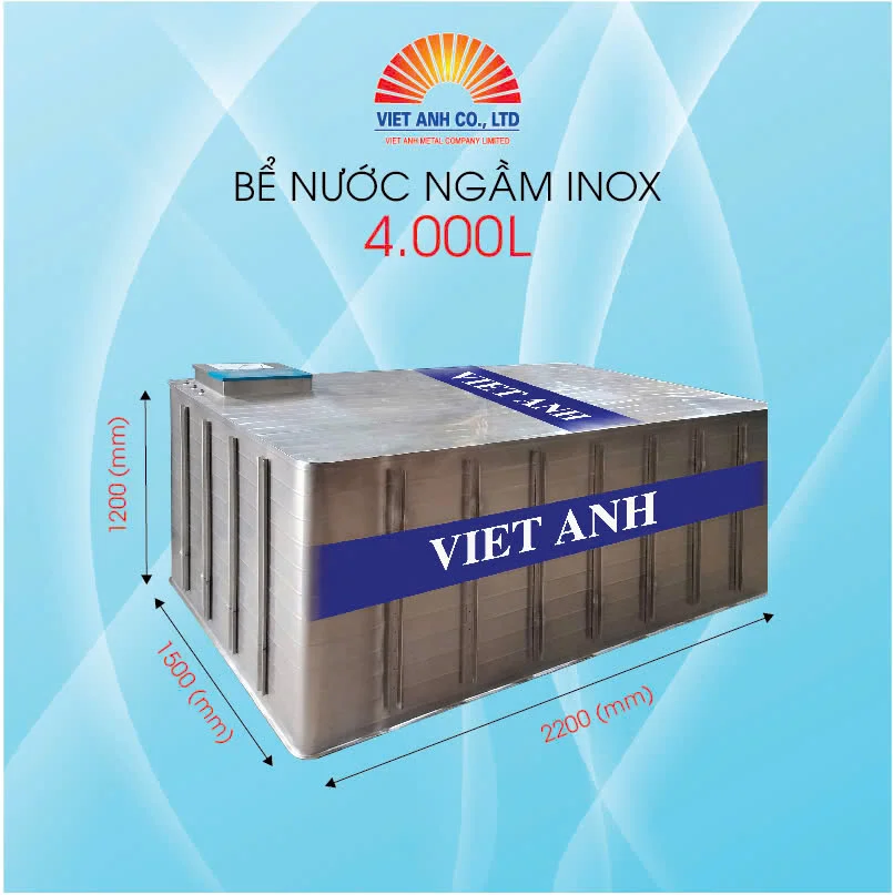Bể nước ngầm inox có sẵn 4000L