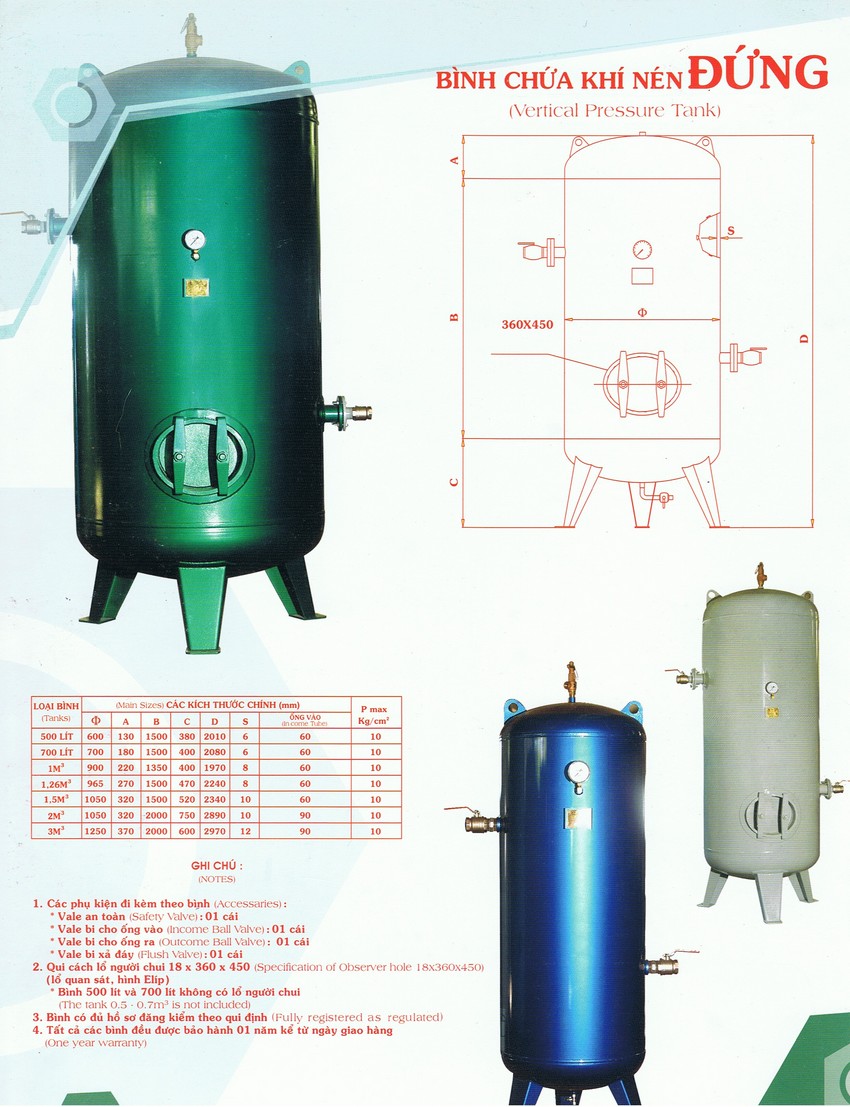 Bình chứa khí nén đứng
