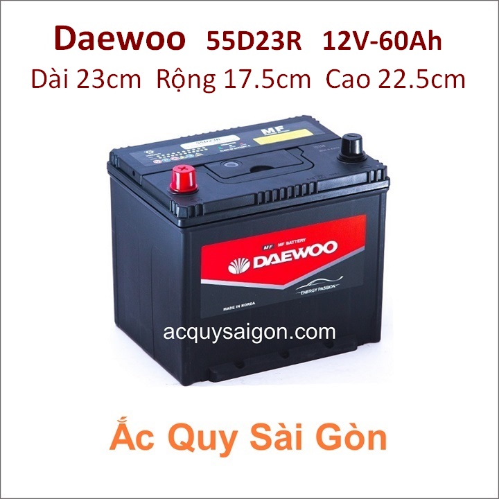 Bình ắc quy DAEWOO 12v-60ah-55d23r