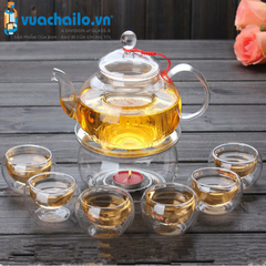 Bộ ấm chén thủy tinh 2 lớp