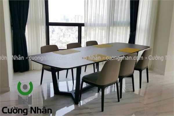 Bộ bàn ghế ăn 6 ghế da bò thái