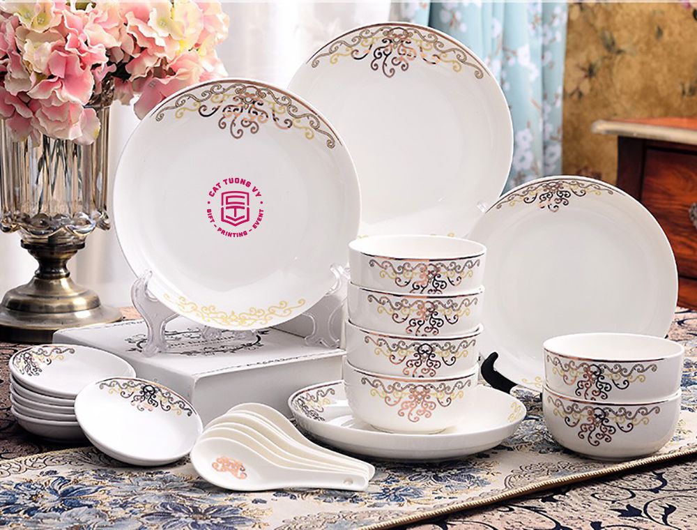 Bộ bàn ăn gốm Bát Tràng