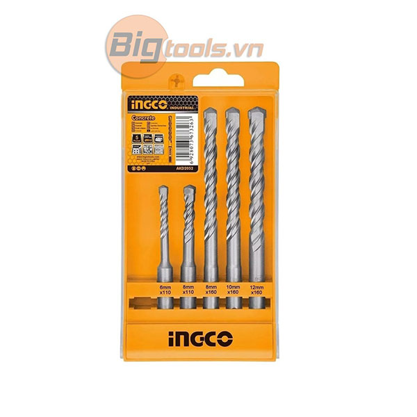 Bộ mũi khoan bê tông đuôi gài 5 chi tiết INGCO