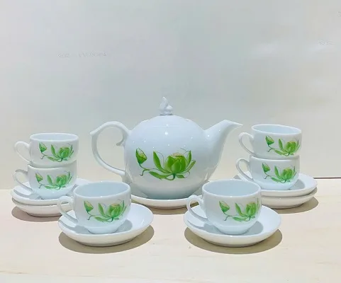 Bộ ấm trà Bát Tràng hoa tiết 03