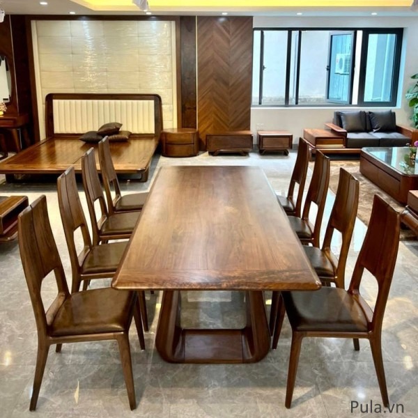 Bộ bàn 8 ghế ăn gỗ óc chó