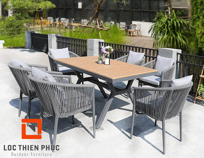 Bàn ghế giả mây LTP6018