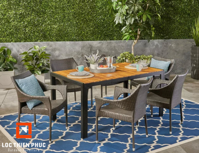 Bàn ghế giả mây LTP6032