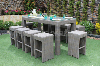 Bộ bàn ghế bar cafe mây nhựa 10 chỗ RABR-004A
