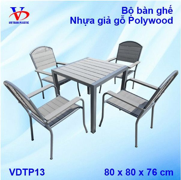 Bộ bàn ghế nhựa giả gỗ Polywood