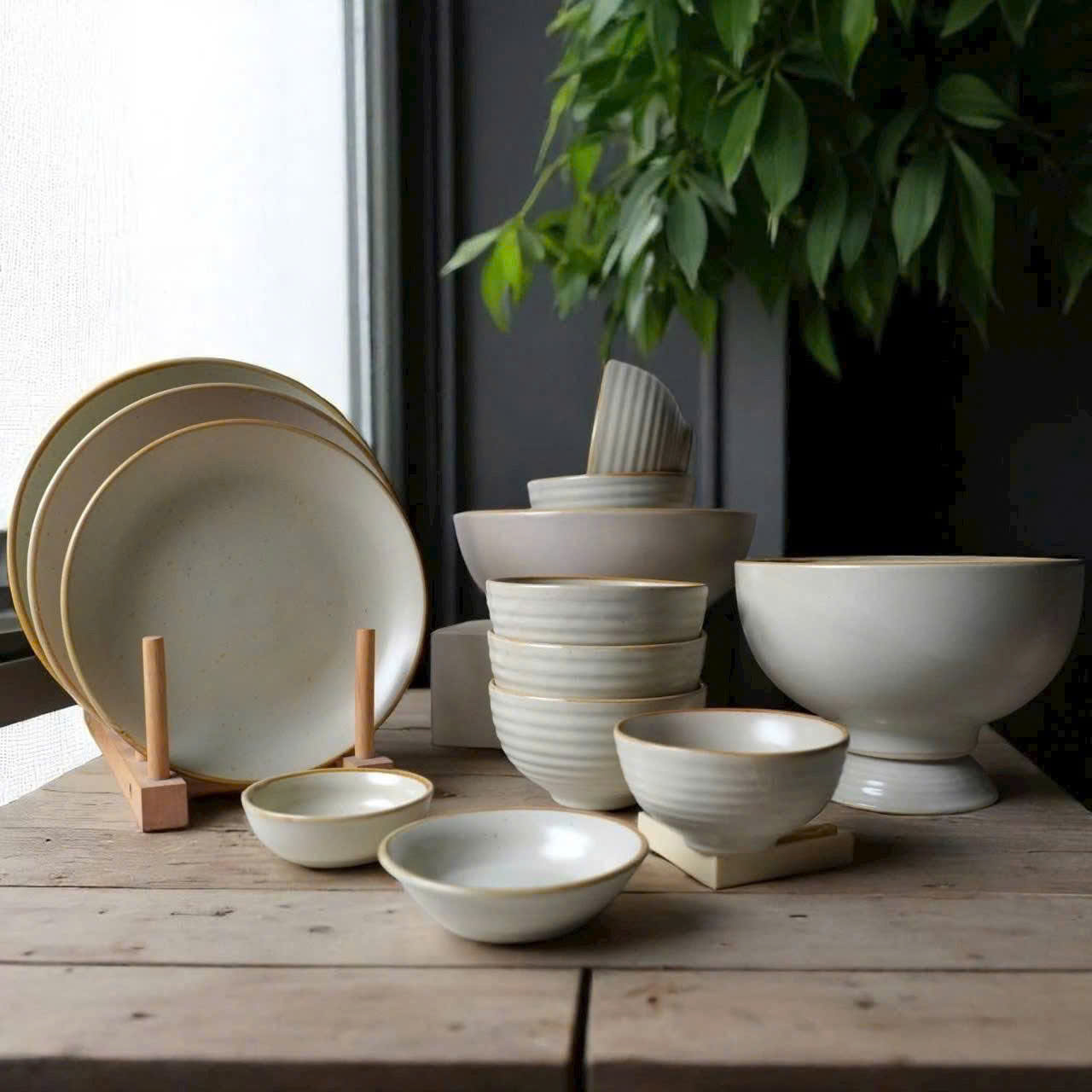 Bộ chén gốm sứ