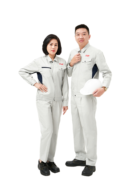 Bộ đồ bảo hộ lao động tay dài màu xám - xanh than