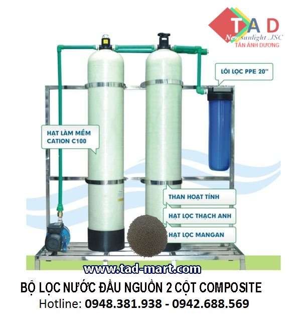 Bộ lọc nước đầu nguồn 2 cột composite