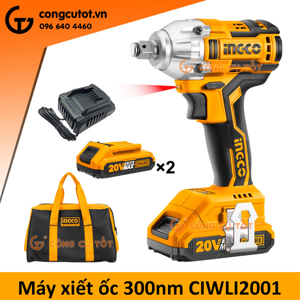 Bộ máy xiết ốc 2 pin kèm sạc Ingco CIWLI2001