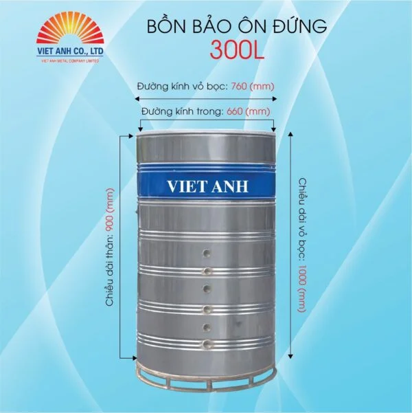 Bồn bảo ôn inox 300L đứng