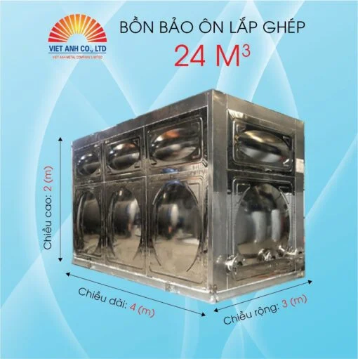 Bồn bảo ôn lắp ghép inox Việt Anh 24m3