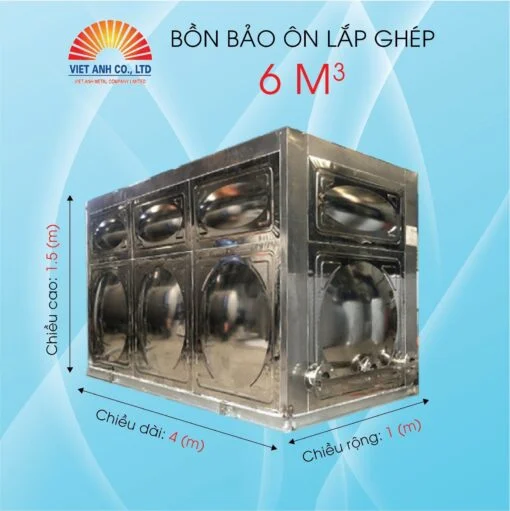 Bồn bảo ôn lắp ghép inox Việt Anh 6m3