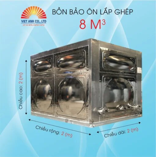 Bồn bảo ôn lắp ghép inox Việt Anh 8m3