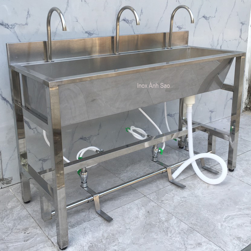 Bồn rửa tay van đạp chân 3 vòi