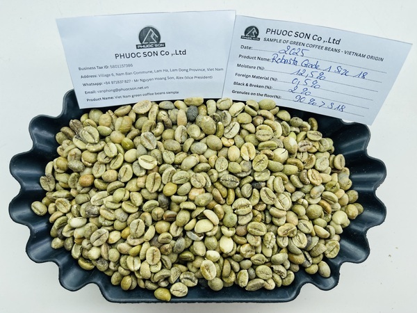 Robusta Grade 1 R18 với tỷ lệ lỗi 2% black & broken