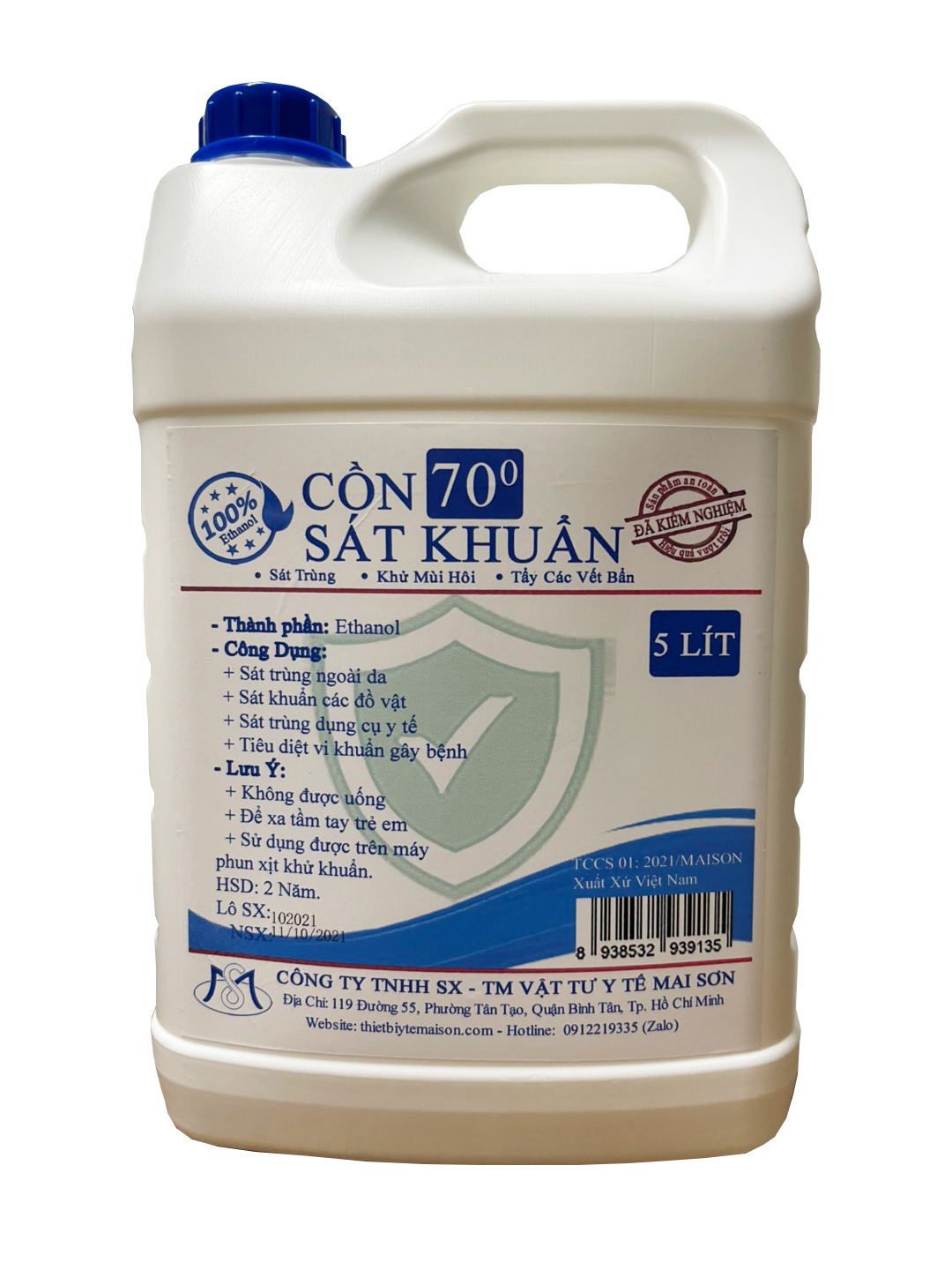 Cồn sát khuẩn Ethanol 70 độ 5 lít