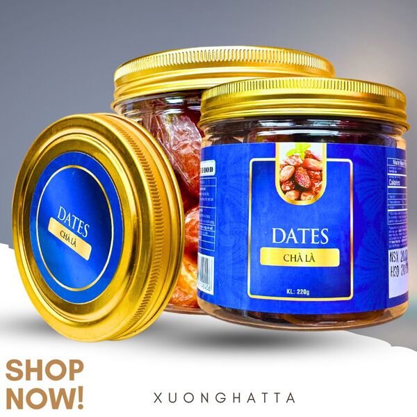 Chà là 220g - Hộp nắp nhôm tem xanh đỏ