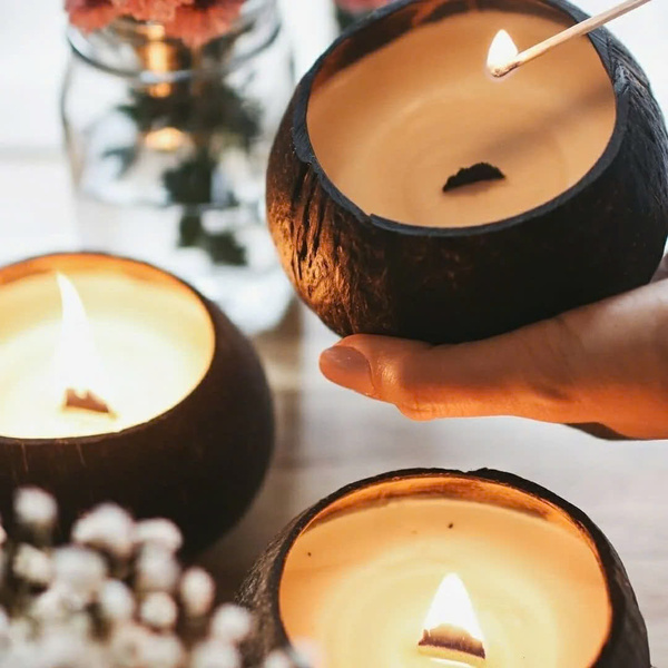 Chén gáo dừa đựng nến CB003