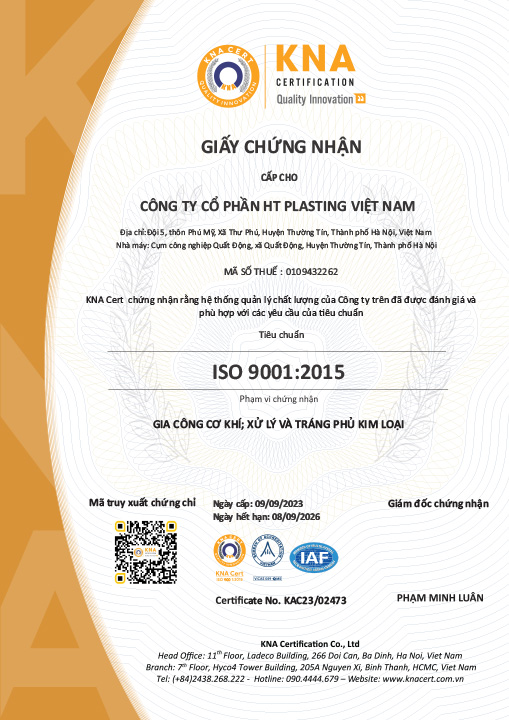 Chứng chỉ ISO 9001-2015