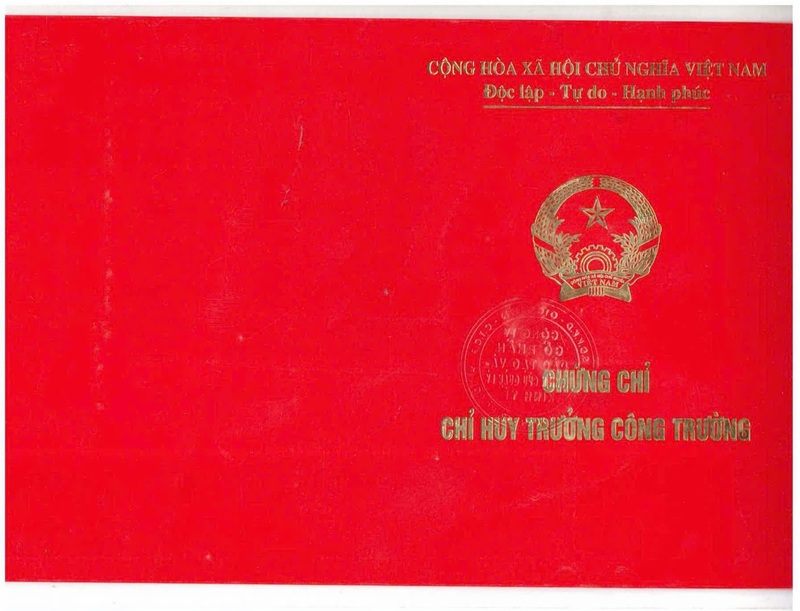 Chứng chỉ chỉ huy trưởng công trình