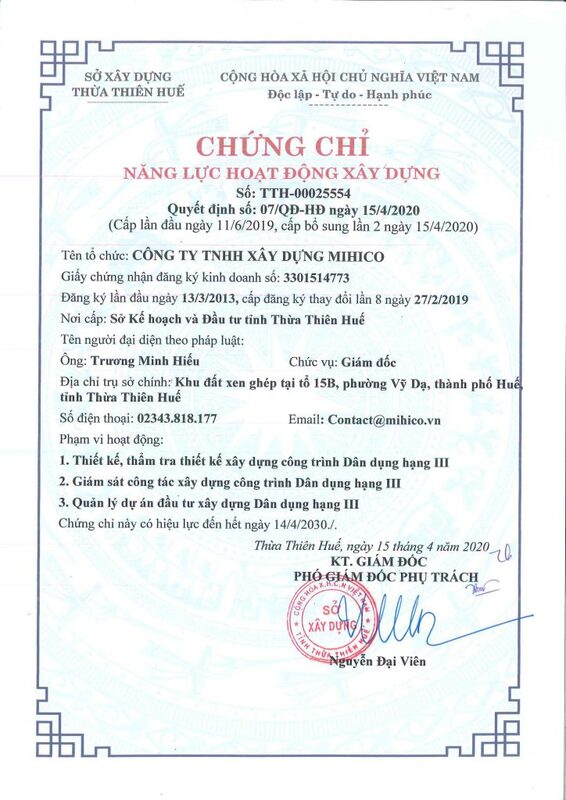 Chứng chỉ năng lục hoạt động xây dựng
