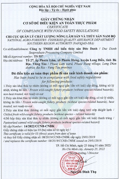 Chứng nhận ATTP