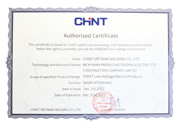 Chứng nhận Chint