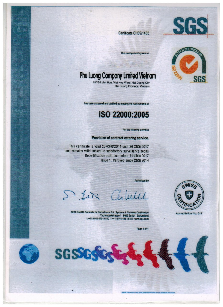 Chứng nhận ISO 22000:2015