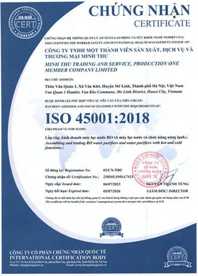 Chứng nhận ISO 45001:2018