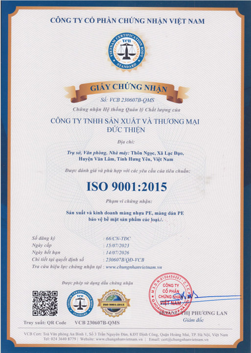 Chứng nhận ISO 9001:2015 VN