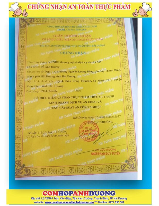 Chứng nhận an toàn thực phẩm