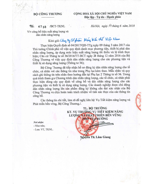 Chứng nhận dán nhãn năng lượng