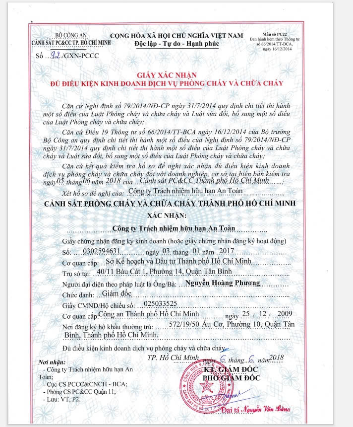 Chứng nhận đủ điều kiện kinh doanh PCCC