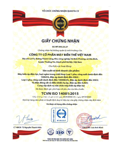Chứng nhận hệ thông quản lý môi trường
